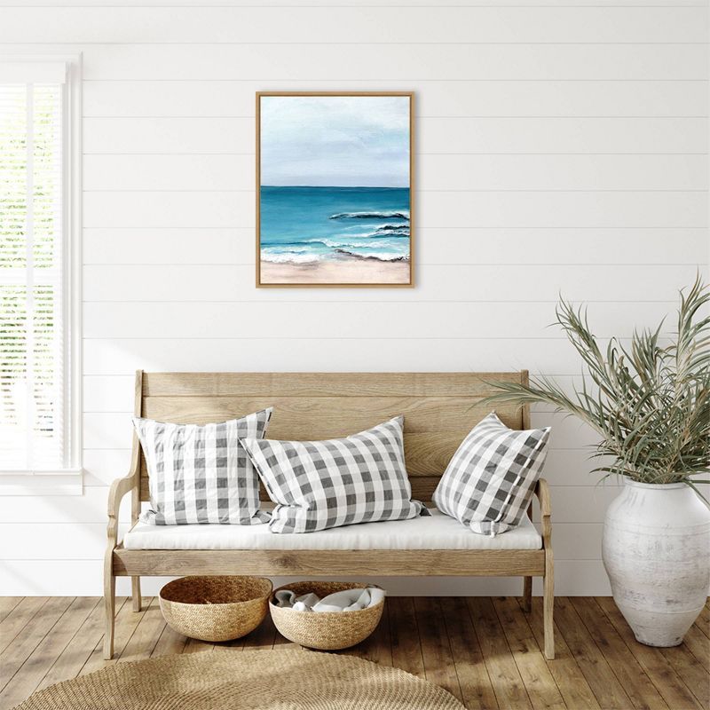 Oceanside View I Coastal Canvas Print with Maple Frame