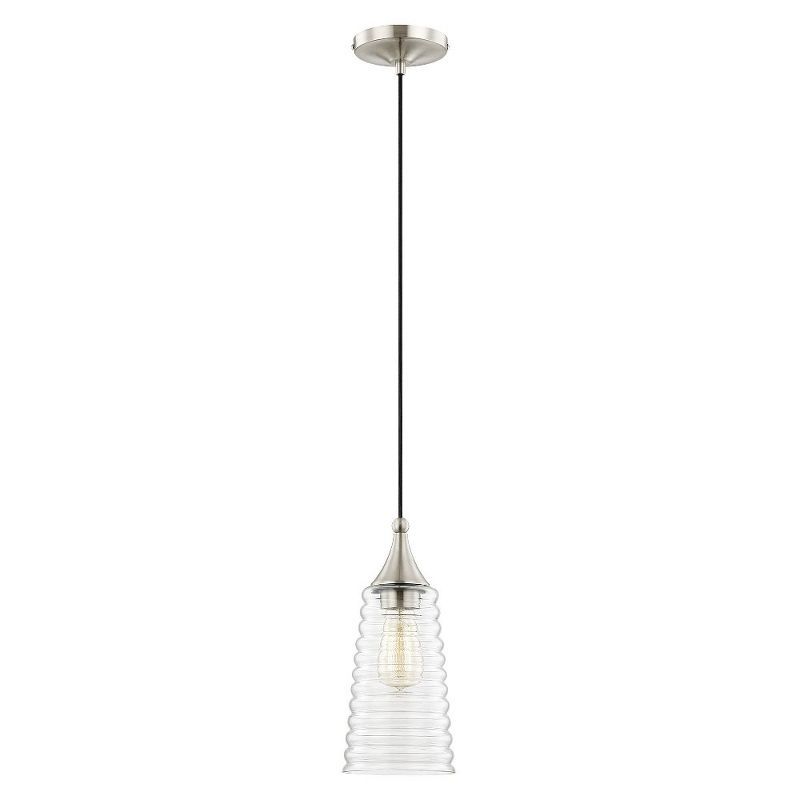 Coastal Elegance Brushed Nickel 1-Light Mini Pendant with Clear Glass