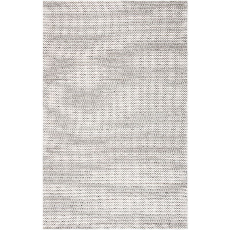 Ivory and Light Brown Handwoven Wool Rectangular Rug, 5' x 8'