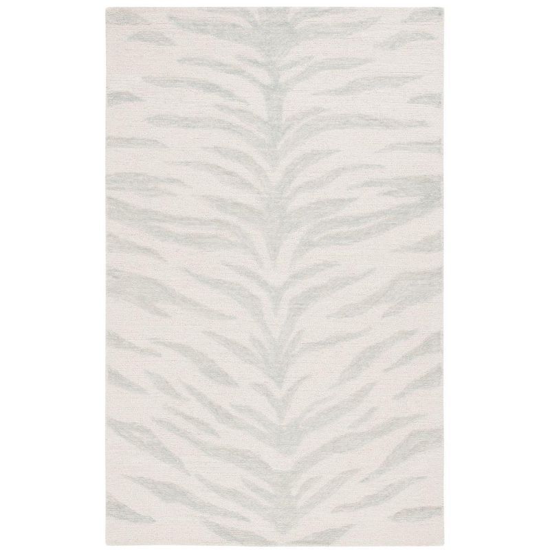 Green and Ivory Hand-Tufted Wool Area Rug 3' x 5'