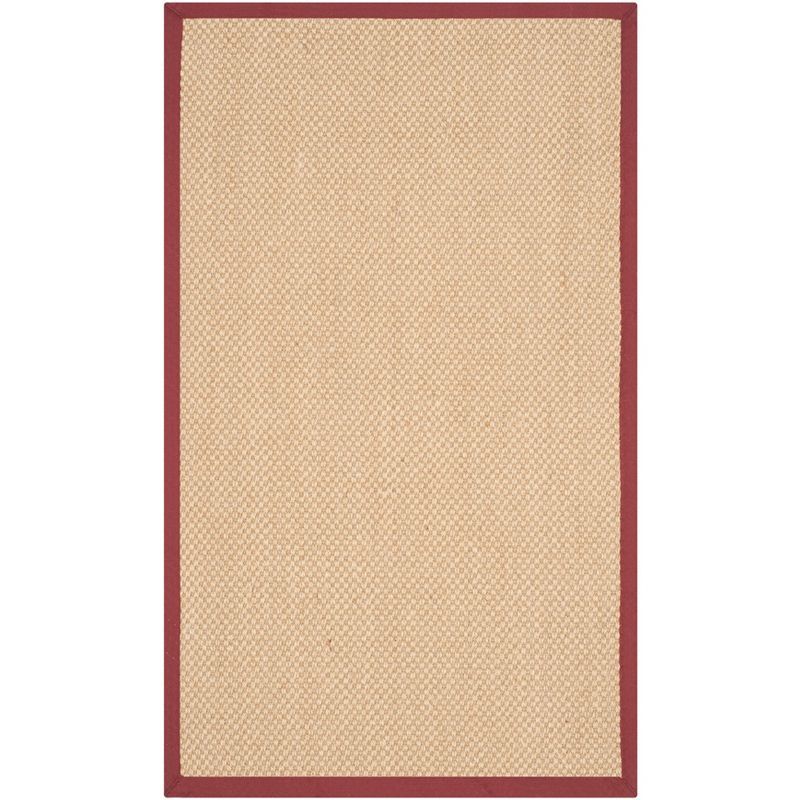 Handmade Natural Sisal Rug with Burgundy Border