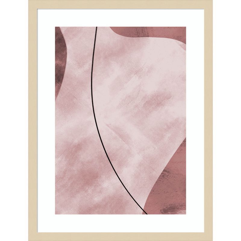 Abstract Pink Geometric Shapes Wood Framed Wall Art Print