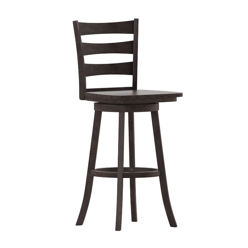 Gray Wash Walnut Swivel Ladderback Bar Stool