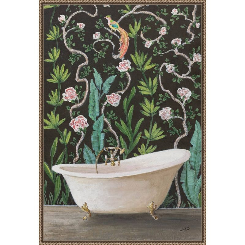 23"x33" Botanical Bath II Framed Canvas Wall Art with Bronze Frame