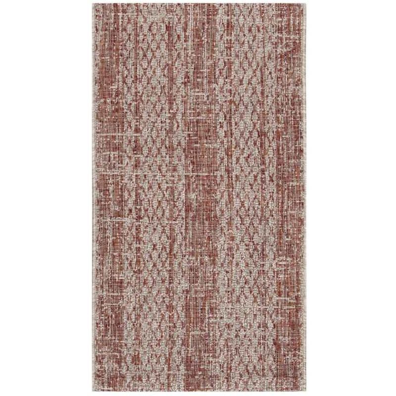 Light Beige and Terracotta Rectangular Synthetic Indoor/Outdoor Rug