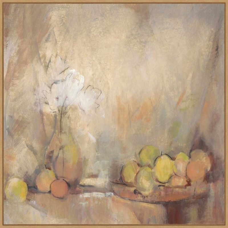 30" x 30" Still Life with Citrus Fruits and Blossoms Framed Canvas Wall Art