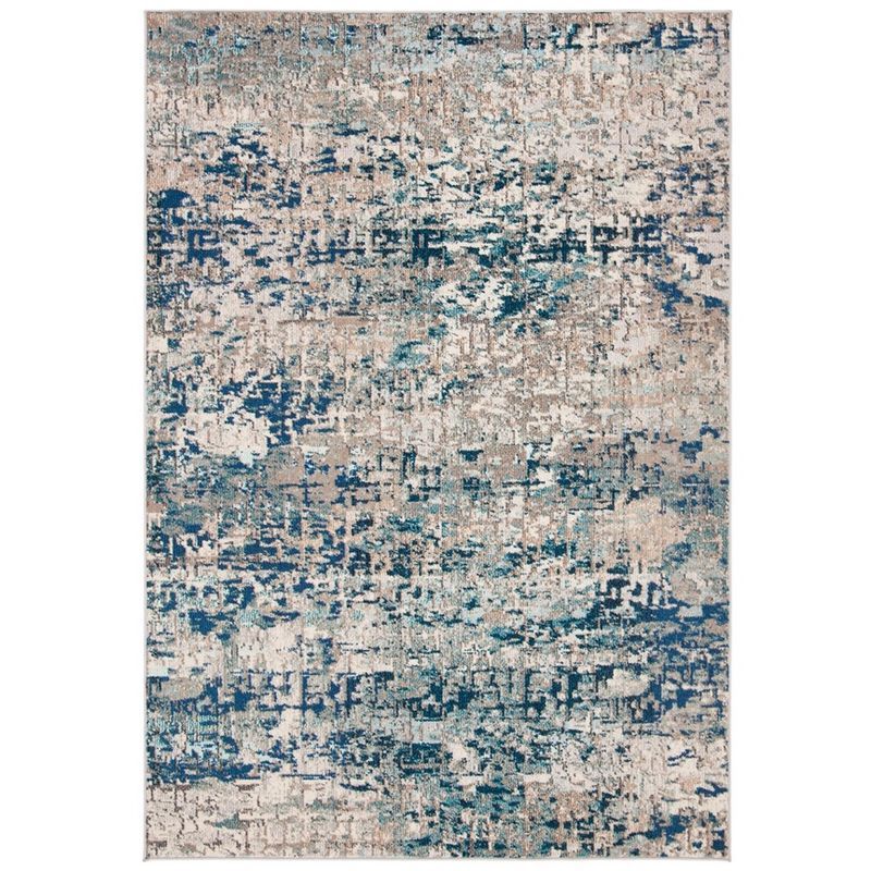 Elysian Grey & Blue Synthetic Rectangular Easy-Care Rug - 5'3" x 7'6"