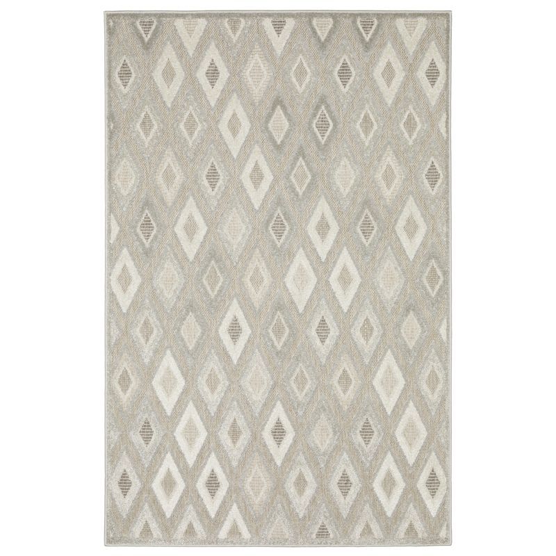 Gray and Beige Synthetic Flat Woven Oriental Rug, 3.3x5