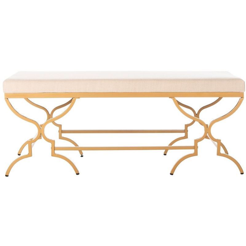 Juliet 46'' Beige Linen and Liquid Gold Rectangular Bench