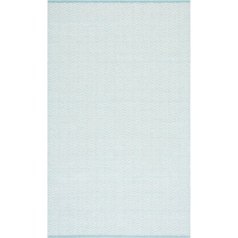 Teal and Ivory Hand-Knotted Wool 8' x 10' Area Rug