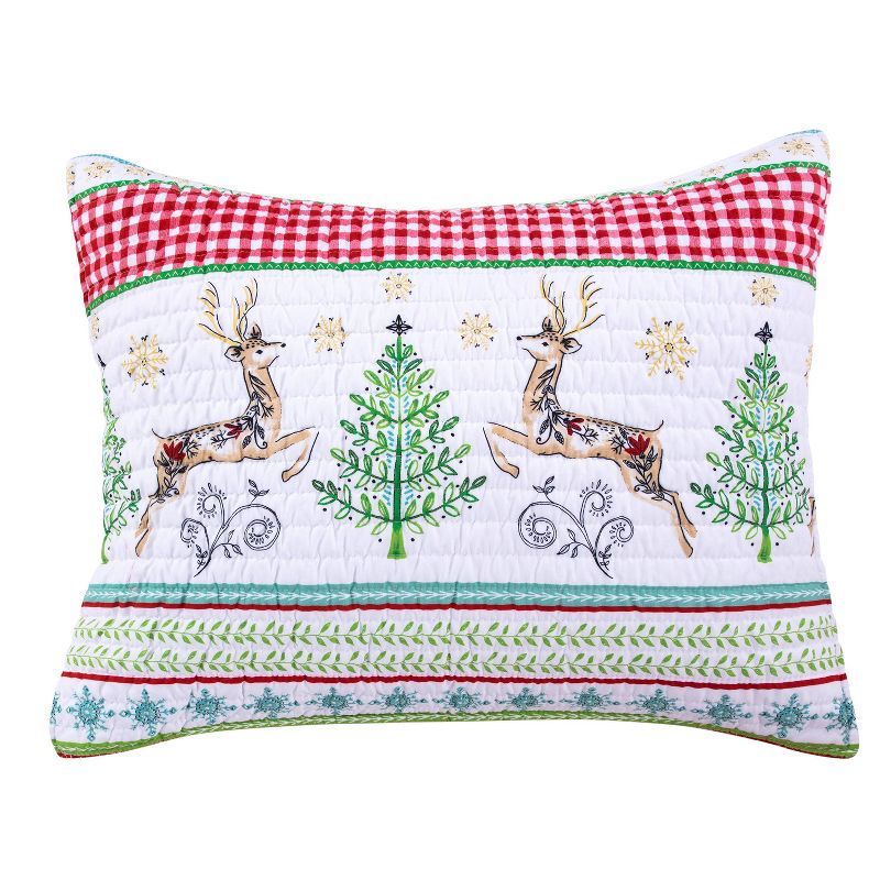 Merry & Bright Christmas Deer Cotton Sham