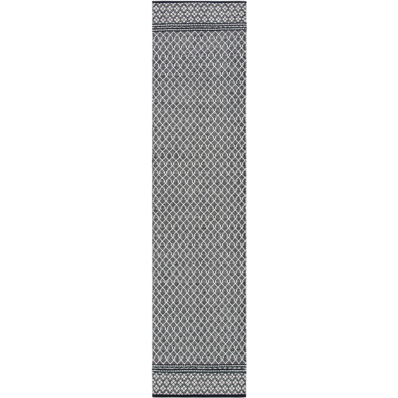 Handmade Black and Ivory Geometric Wool Runner Rug