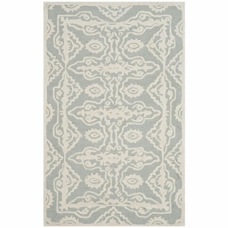 Elegant Hand-Tufted Wool Rectangular Area Rug in Grey