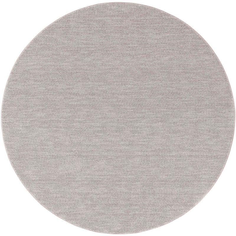 Lasa Light Grey Round Hand-Knotted Synthetic Area Rug