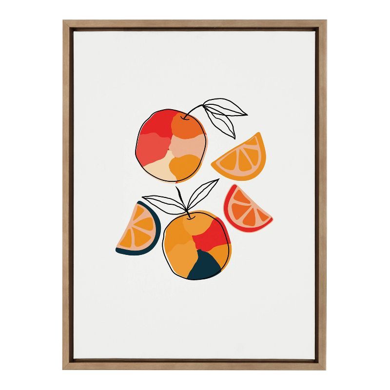 Juicy Citrus Modern Geometric Canvas Print with Gold Frame