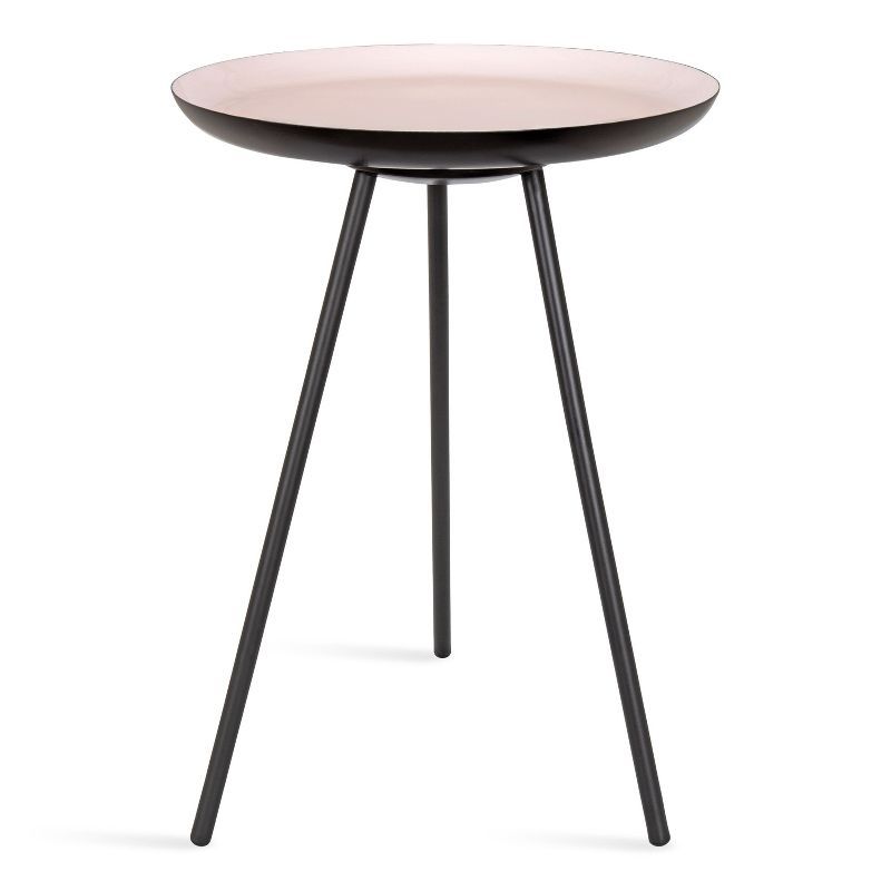 Laranya Pink and Black Metal Round Side Table, 15x15x22.5