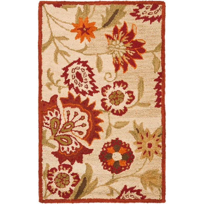 Ivory Floral Elegance Hand-Tufted Wool Runner Rug, 2'6" x 4'