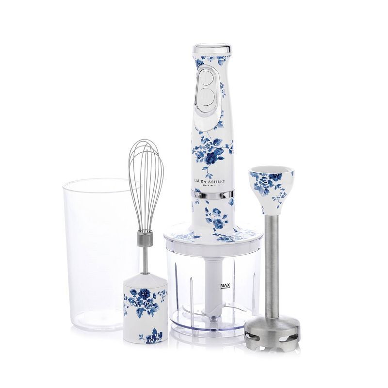 Laura Ashley White and Blue Floral 4-in-1 Immersion Blender Set