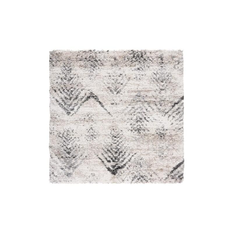 Gray Square Hand-knotted Shag Rug 59" Synthetic