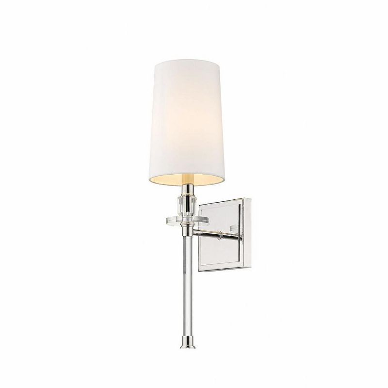 Sophia Polished Nickel 20" Steel Wall Sconce with Fabric Shade