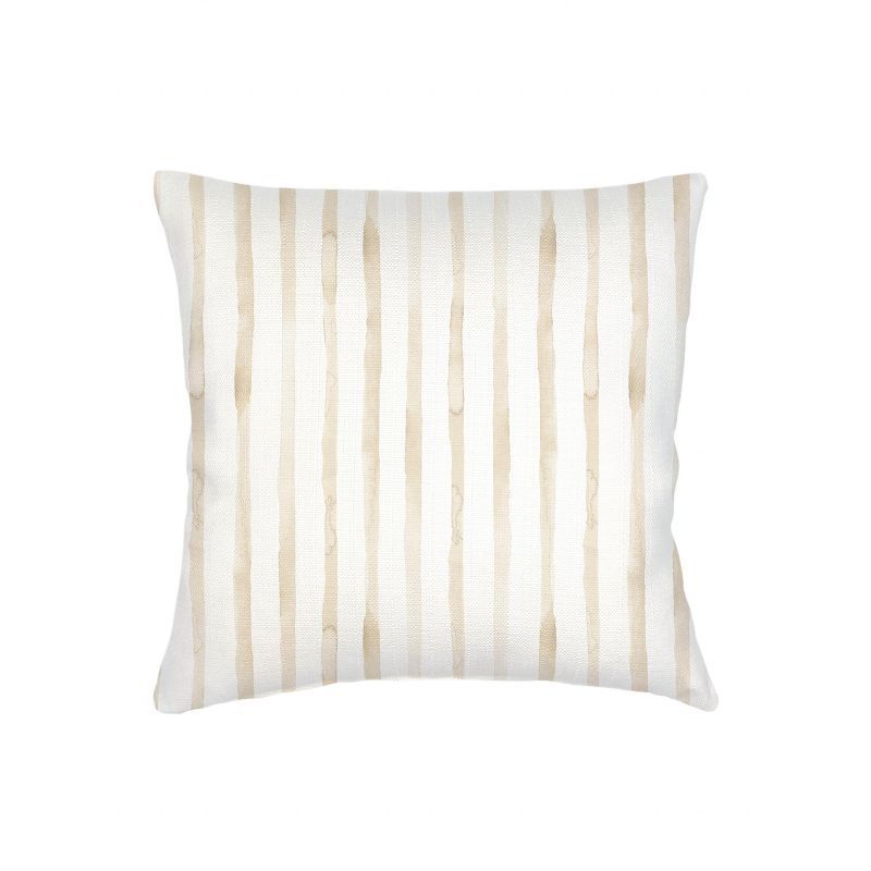 Riviera Beige Striped Linen Throw Pillow 20x20