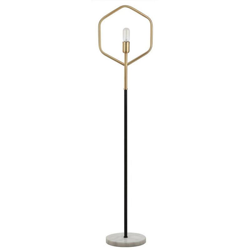 Contemporary Edison Black and Gold Floor Lamp with Marble Base