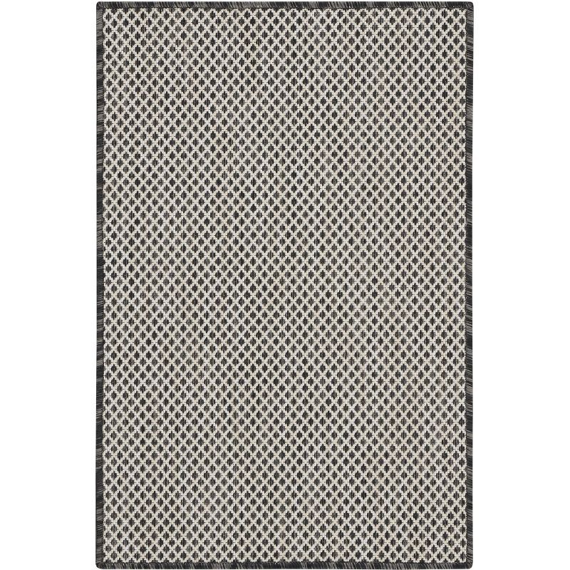 Ivory Charcoal Geometric 2' x 3' Synthetic Easy-Care Area Rug