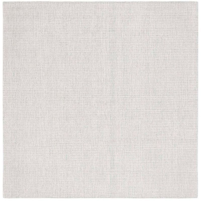 Handmade Abstract Tufted Wool Rug - Light Grey/Ivory, 6' Square