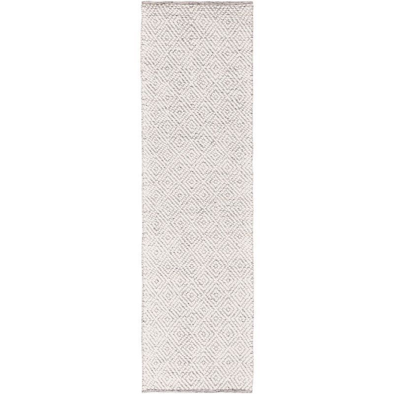 Ivory and Light Grey Wool Hand-Tufted Runner Rug