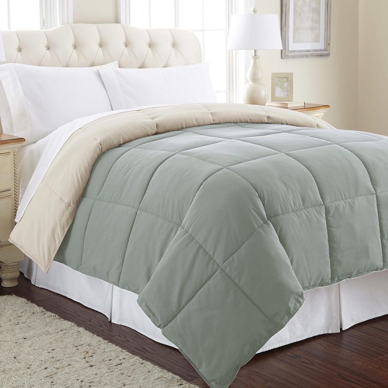 Dusty Sage and Almond Reversible Full Comforter Set