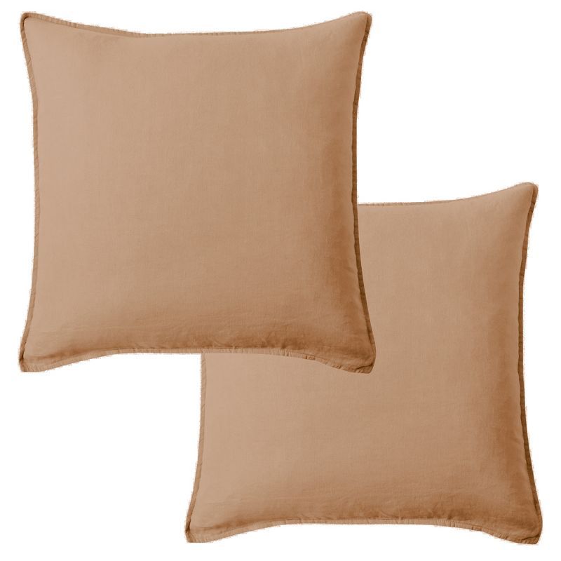 Tan Linen 20x20 Square Decorative Pillow Cover Set