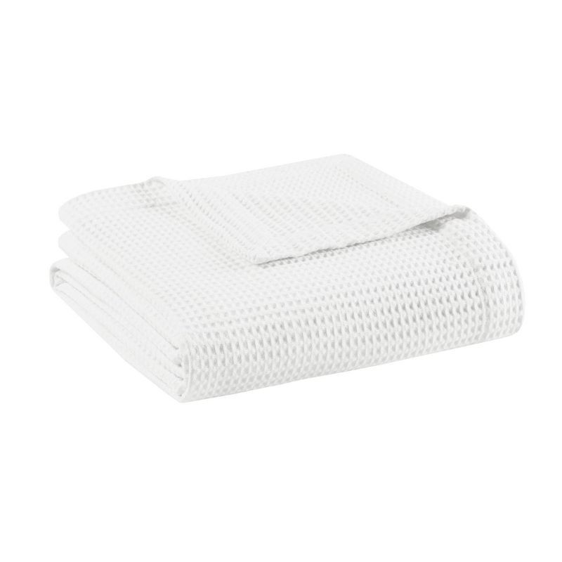 Full White Cotton Waffle Weave Lightweight Blanket