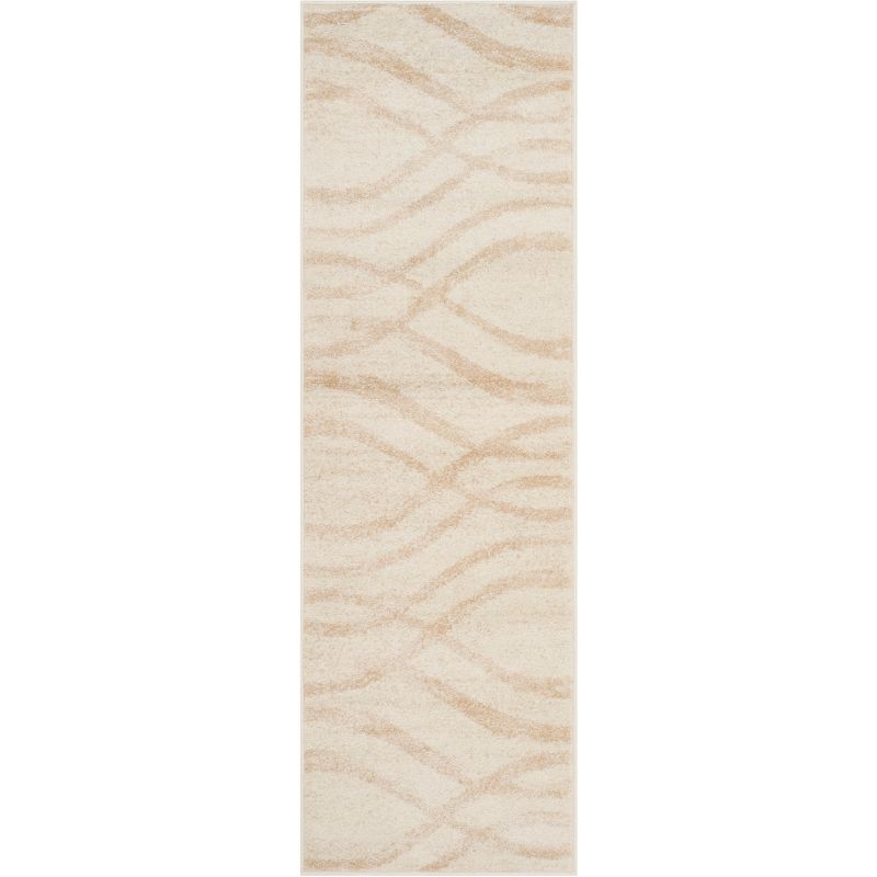 Cream and Champagne Modern Wave Runner Rug