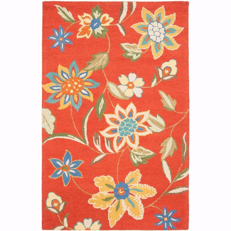 Blossom Rust and Multi Floral Wool 6' x 9' Area Rug