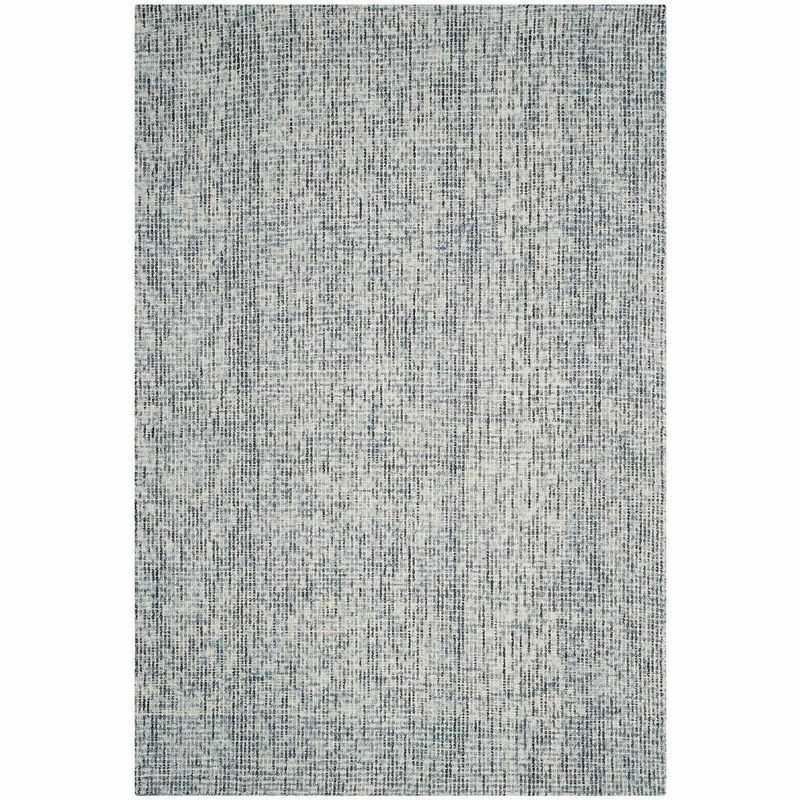 Blue and Charcoal 6' x 9' Abstract Wool Area Rug