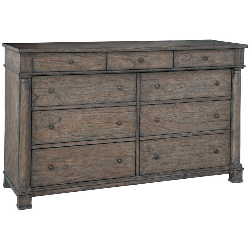 Gray Brown 9-Drawer Traditional Wood Dresser