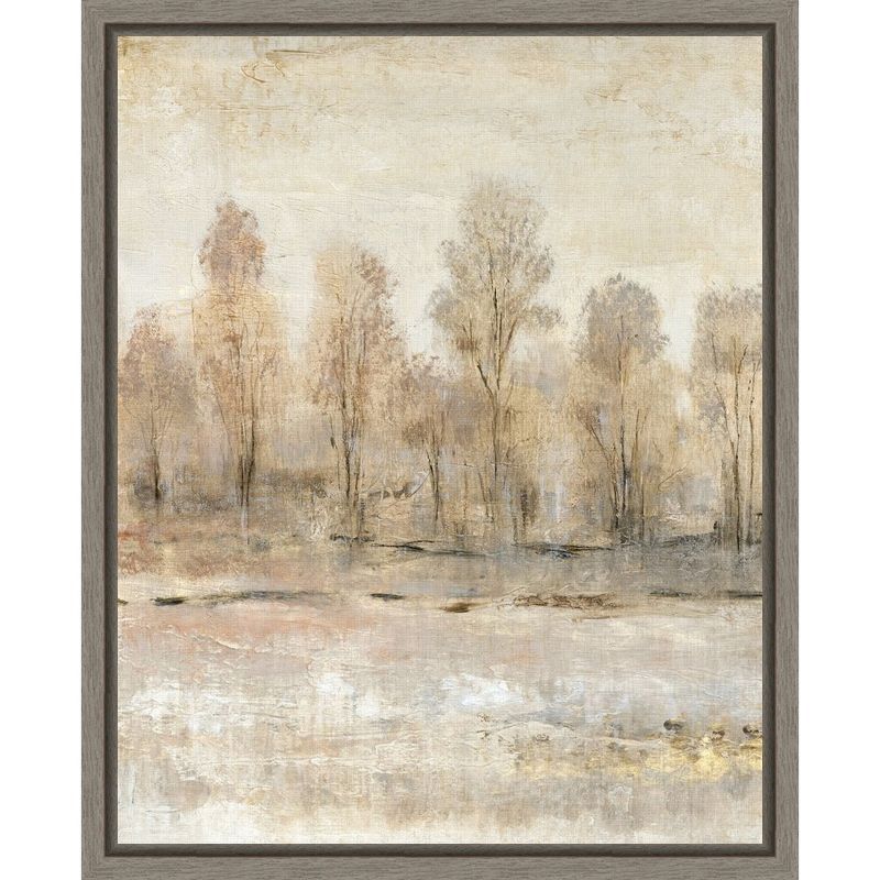 Earth Tones Abstract Landscape Canvas Print in Graywash Frame