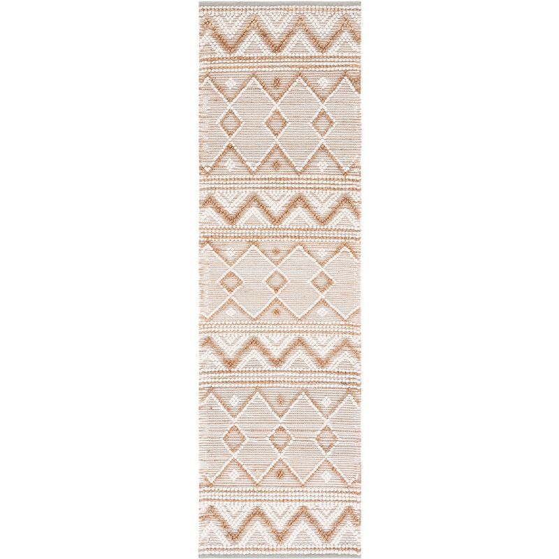 Ivory and Natural Hand-Tufted Wool Runner Rug