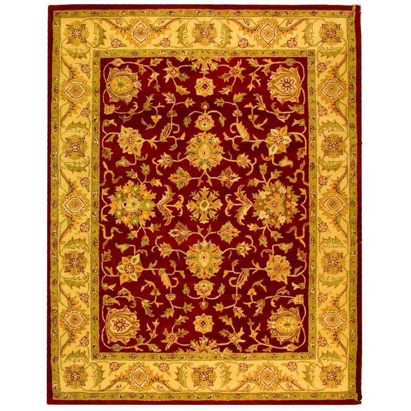 Elegant Heirloom Red & Gold Wool Tufted Area Rug - 54"x16"