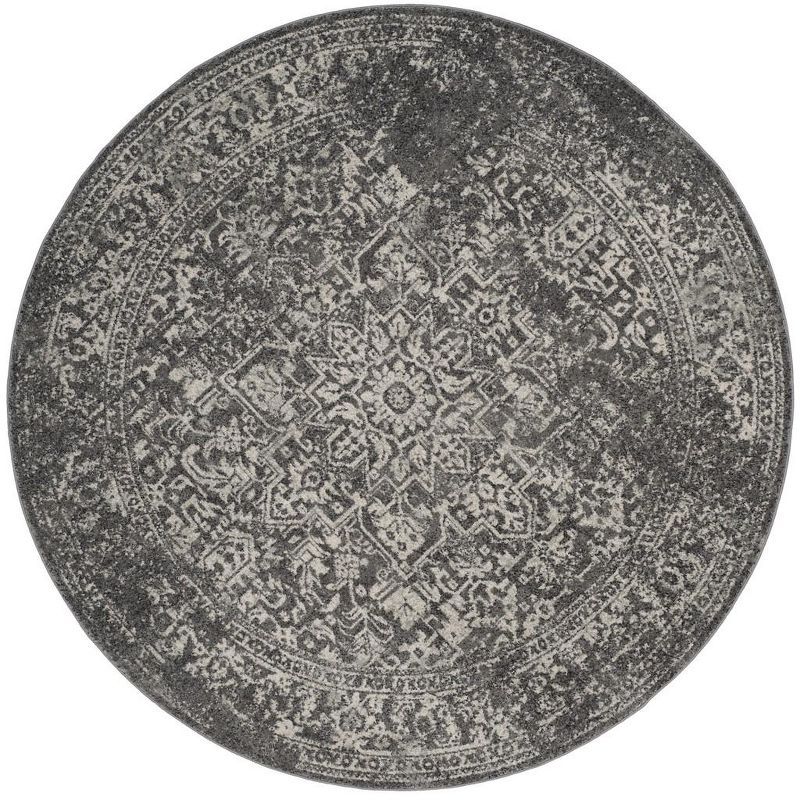 Evoke Grey and Ivory Round Synthetic Area Rug