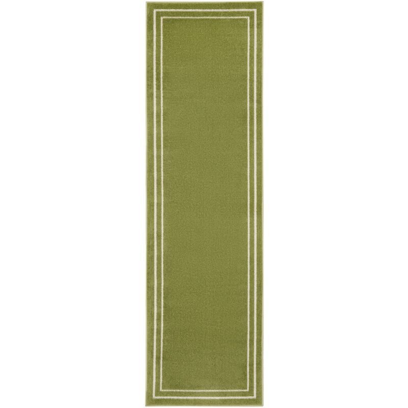 Green Ivory 2'2" x 7'6" Synthetic Runner Rug