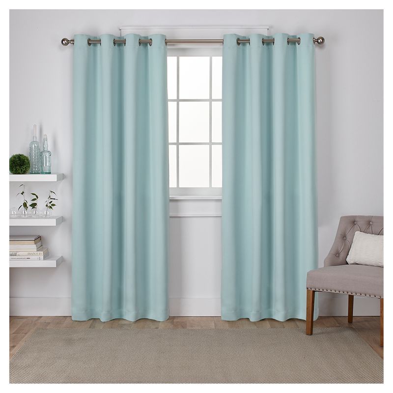 Seafoam Polyester Blackout Grommet Top Window Curtain Panels