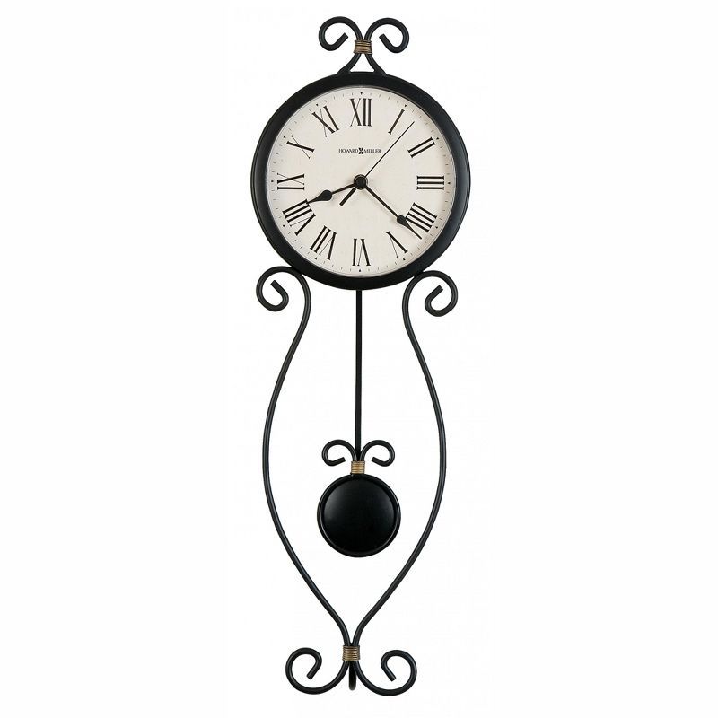 Ivana Antique Black and Gold Wrought-Iron Wall Clock