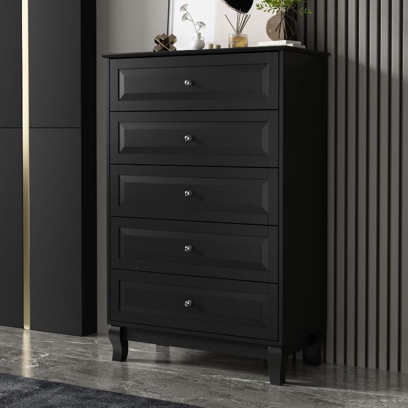 Black MDF 5-Drawer Vertical Chest of Drawers