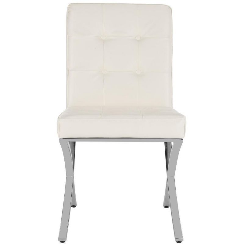 Walsh White Tufted Faux Leather Side Chair with Chrome Legs