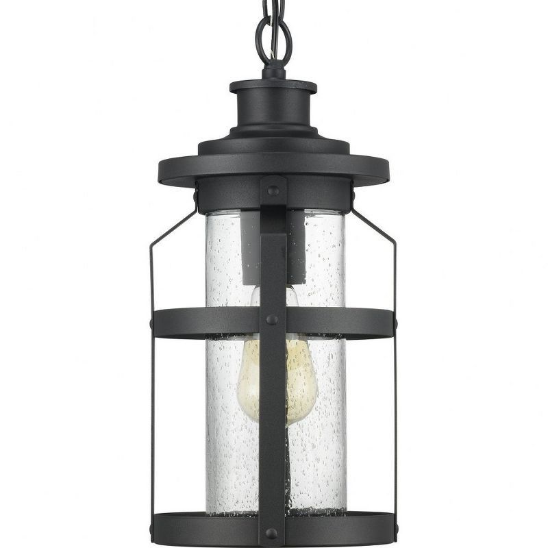 Haslett Black Textured Glass Outdoor Hanging Lantern