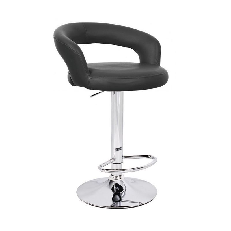 Halo Black Leatherette Swivel Adjustable Bar Stool