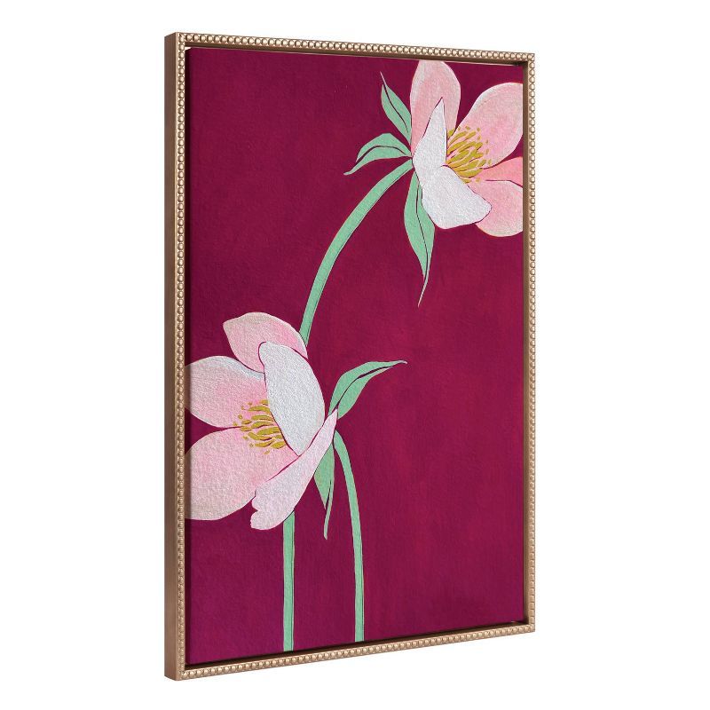 Blushing Sisters Gold Framed Botanical Canvas Print, 23x33