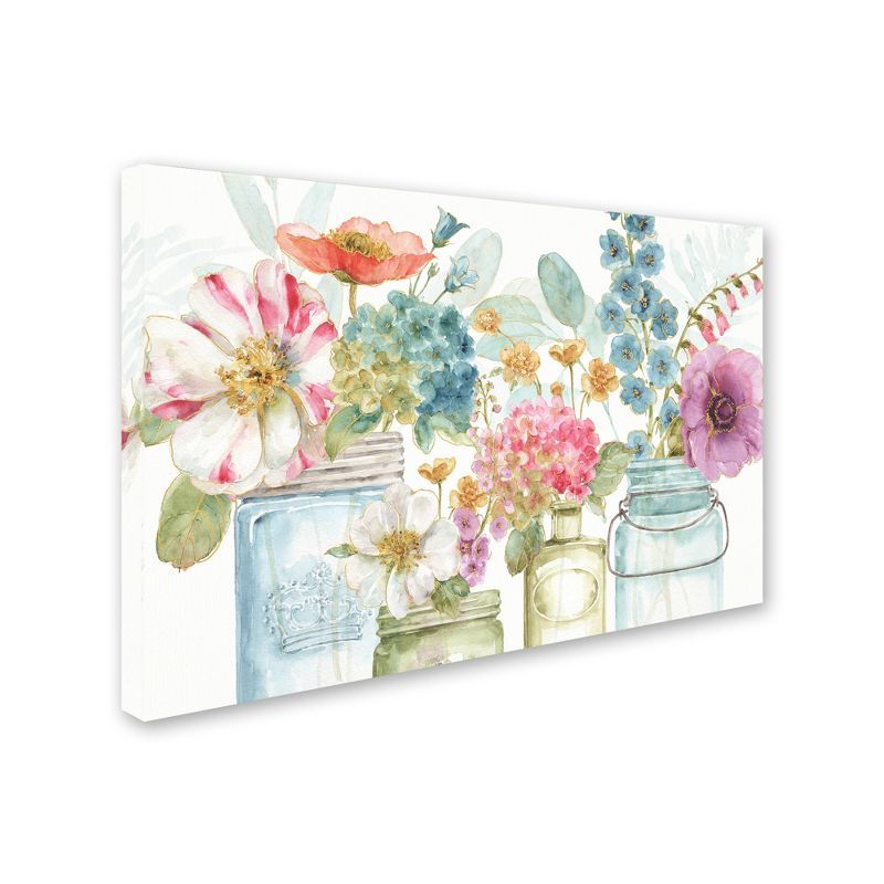 Colorful Floral Watercolor Print on Canvas Art