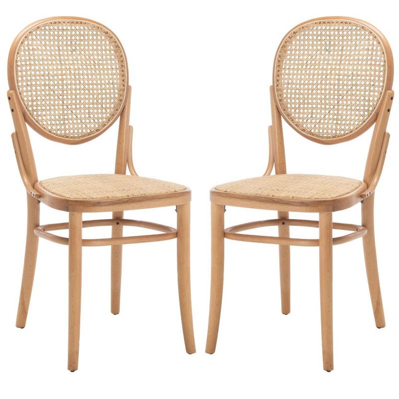 Elegant Transitional Natural Cane and Wood Side Chair